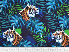 Softshell Stoff Jackenstoff Tiger Digitaldruck, blaugr�n