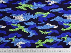 Softshell Stoff Jackenstoff Camouflagemuster, hellgr�n blau