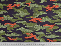 Softshell Stoff Jackenstoff Camouflagemuster, orange khaki