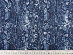 Baumwollstoff Schlangenmuster, dunkelblau