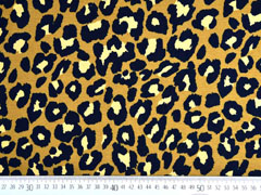 Alpenfleece Sweatstoff Leopardenmuster, schwarz ocker