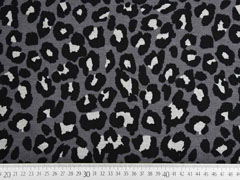 Alpenfleece Sweatstoff Leopardenmuster, schwarz dunkelgrau