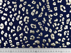 Jersey Leopardenmuster gold metallic, dunkelblau