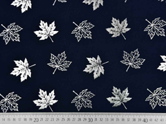 Jersey Ahornbl�tter silber metallic, dunkelblau