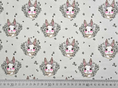 Jersey Hasengesichter Blumen, grau hellgrau