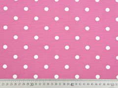 Jersey Punkte 1 cm, wei� dunkles altrosa