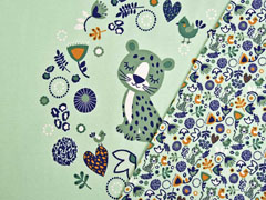 Jersey Leopard in Blumenkranz 3 in 1 Panel, hellgr�n