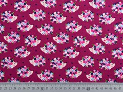 RESTST�CK 32 cm Jersey Igel Blumen Herzen, beere