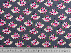 Jersey Igel Blumen Herzen, grau