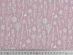 Musselin Double Gauze Blumen, wei� helles altrosa