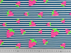 Jersey Streifen Neon Erdbeeren, petrol wei�