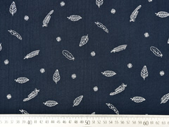 Musselin dreifach  Triple Gauze Federn, wei� dunkelblau