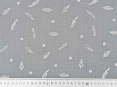 Musselin dreifach Triple Gauze Federn, wei� mittelgrau