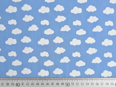 Baumwollstoff Wolken, wei� hellblau