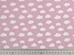 Baumwollstoff Wolken, wei� hellrosa