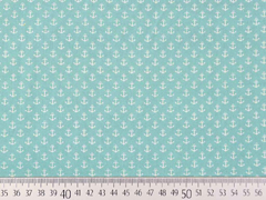 Baumwollstoff kleine wei�e Anker, mint
