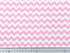 Baumwollstoff Zickzackmuster, wei� rosa