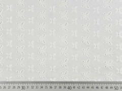 bestickter Baumwollstoff Blumen Schmetterlinge Lochstickerei, cremewei�