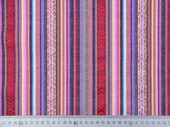 Mexiko Stoff Streifen & Borten, rot blau rosa