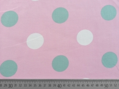 BW Pastellpunkte 3,5 cm, mint/weiss auf rosa