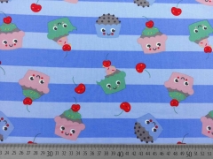 Baumwolle Cupcake Gesichter, hellblau