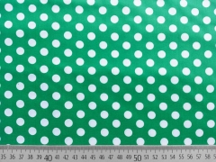 beschichtete Baumwolle Punkte 7mm, wei� grasgr�n