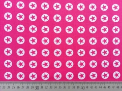 Baumwollstoff Sterne im Kreis 1,8 cm - weiss auf pink (fuchsia)