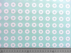 Baumwollstoff Sterne im Kreis 1,8 cm - weiss auf hellmint