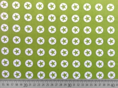 Baumwollstoff Sterne im Kreis 1,8 cm - weiss auf kiwigr�n