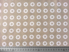 Baumwollstoff Sterne im Kreis 1,8 cm - weiss auf beige