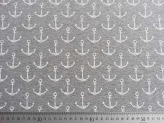 RESTST�CK 24 cm Sweatstoff French Terry mittlerer Anker, weiss grau melange