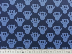 Baumwollstoff Gespenster - jeansblau auf dunkelblau