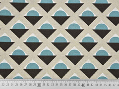 Dekostoff Geometrical Leinenlook, rauchblau