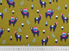 French Terry Sweat Lamas Kakteen, senf