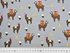 French Terry Sweat Lamas Kakteen, grau