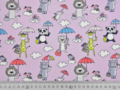 Baumwollstoff Tiere Regenschirm, flieder
