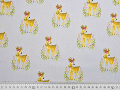 Baumwollstoff Rehe Ranken, grau