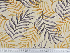 Leinenlook Dekostoff Palmbl�tter, grau ocker