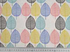 Canvas Stoff bunte Bl�tter, ecrue