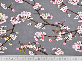 Modaljersey Kirschbl�ten Zweige, grau