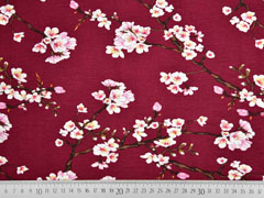 Modaljersey Kirschbl�ten Zweige, weinrot