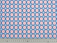 Baumwolle Blumen Ornamente, blau rosa wei�