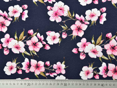Jersey Kirschbl�ten, rosa dunkelblau