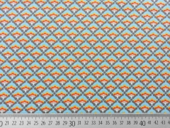 Popelin Mango Bango F�chermuster- hellblau/gelb