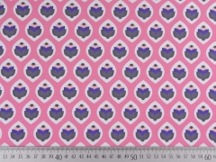 Sweatstoff French Terry Retro Tulpen, pink