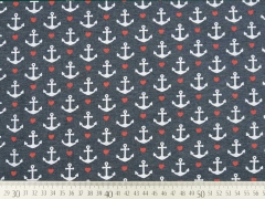 RESTST�CK 35 cm Jersey Anker & Herzchen, dunkelblau melange