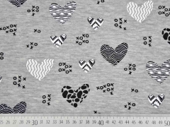 Steppjersey gemusterte Herzen Lovely Waffle,grau melange