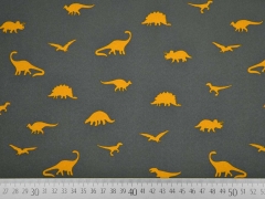 RESTST�CK 140 CM Softshell Stoff 3-schichtig Dinos, gr�ngrau ocker