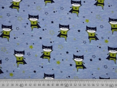 Jersey Superhero Katzen, hellblau melange