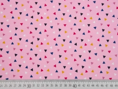 Sweatstoff French Terry  bunte Dreiecke, rosa
